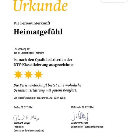 Ferienwohnung Heimatgefuehl Thalheim Leibertingen Eksteriør billede